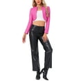 thumbnail image 2 of INSPIRE CHIC PU Leather Crop Jackets for Women's Open Front Long Sleeve Jacket XS Hot Pink, 2 of 5