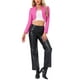 thumbnail image 2 of CHAQUETAS CROP DE CUERO PU INSPIRADORAS PARA MUJERES, CHAQUETA DE MANGA LARGA ABIERTA, ROSA FUERTE, 2 of 5