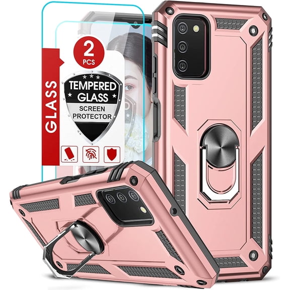LeYi for Samsung A03S Case, Samsung Galaxy A03S Case with [2 x Tempered Glass Screen Protector], Full-Body Shockproof Soft Liquid Silicone Protective Case for Samsung A03S (6.5 Inch), Rose Gold