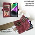 thumbnail image 3 of Zipper Wallet Leather Stand Phone Case for Samsung Galaxy A04 E S A14 A24 A25 A34 A54, Hand Rope, Bracket, Magnetic Copper Buckle Back Cover, Portable Shell, 3 of 7