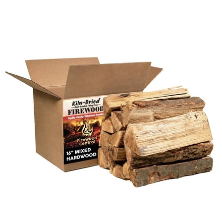 Firewood Central Kiln-Dried PA Mixed Blend – 16” Splits (14–18 Pieces) – Smoking Wood for Cooking, Fire Pits & Home Heating – Easy Light, Low Smoke, USA Sourced