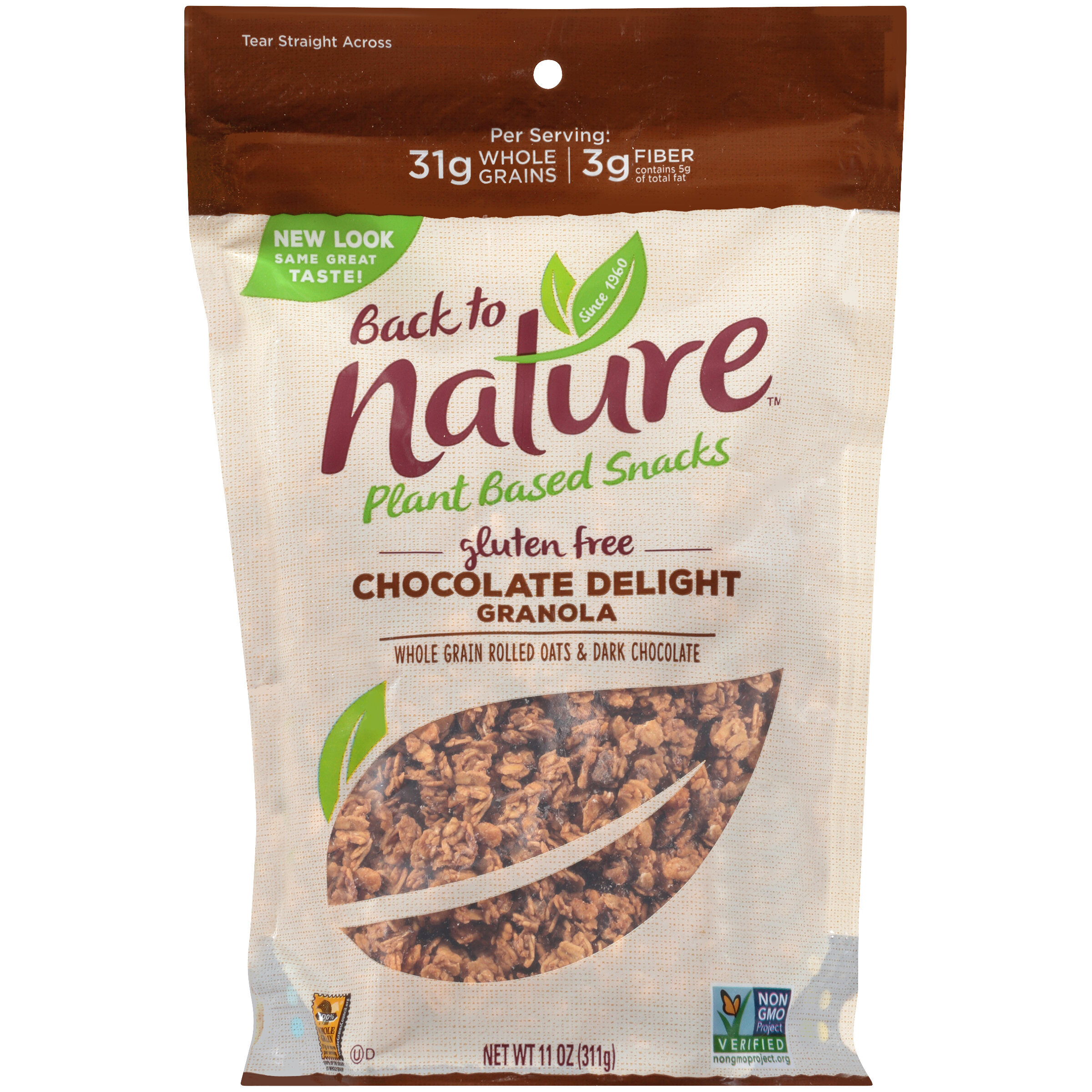 Back To Nature Plant Based Snacks Gluten Free Chocolate Delight Granola 11 Oz Bag Walmart Com Walmart Com