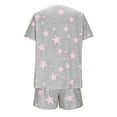 thumbnail image 4 of HUJlwoi Pajama Sets for Women 2 Piece Lightheight Print Crew Neck Short Sleeve Top Shorts Pj Set Trendy Comfy Sleepwear XS-XL, 4 of 6