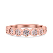 Rose Tone, Simulated Cubic Zirconia Size-6 Flower Ring Wedding Engagement Band 925 Sterling Silver