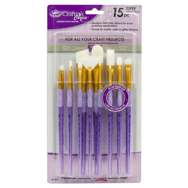 Royal & Langnickel Crafter's Choice White Taklon Brush Value Set, 15