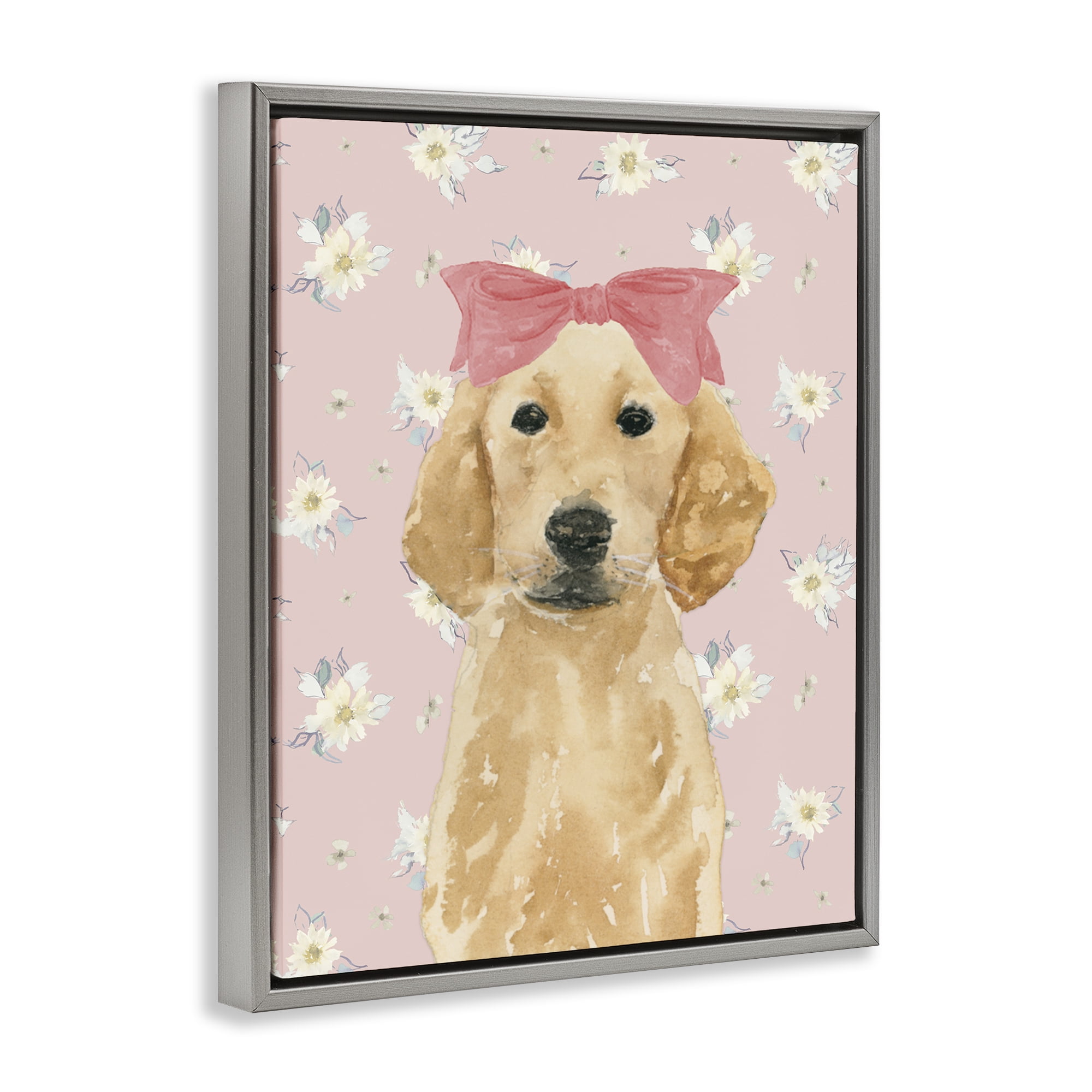 Stupell Industries Picture Ready Retriever Gray Framed Floater Canvas Wall Art, design by Lucille Price