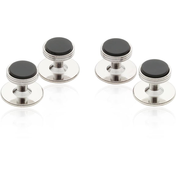 Onyx Studs Silver-Tone by Cuff-Daddy