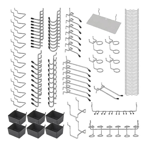 Ganchos para tablero perforado, 140 piezas, con contenedores para tablero perforado, compatibles con Kitchen Craft Room Hy