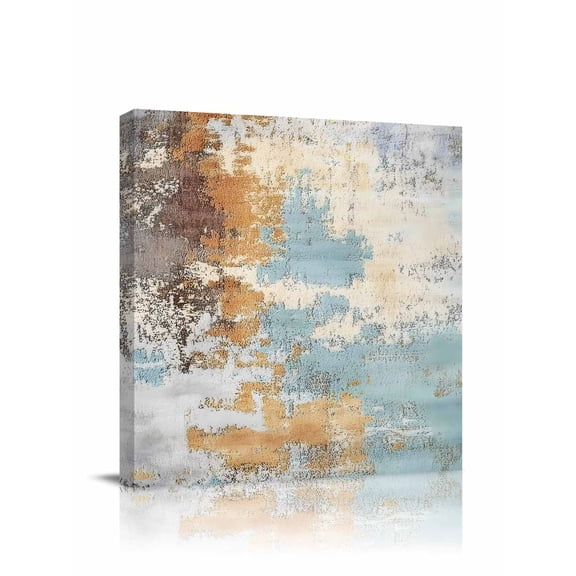 Abstract Graffiti Art Canvas Wall Art, Brown Blue Street Theme Framed Wall Decor Modern Artwork Prints Painting for Living Room, Bedroom, Kitchen & Cafe Decor 8x8 Inch