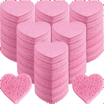 100 Count Compressed Sponges Heart Shape Face for Cleansing Natural Pads