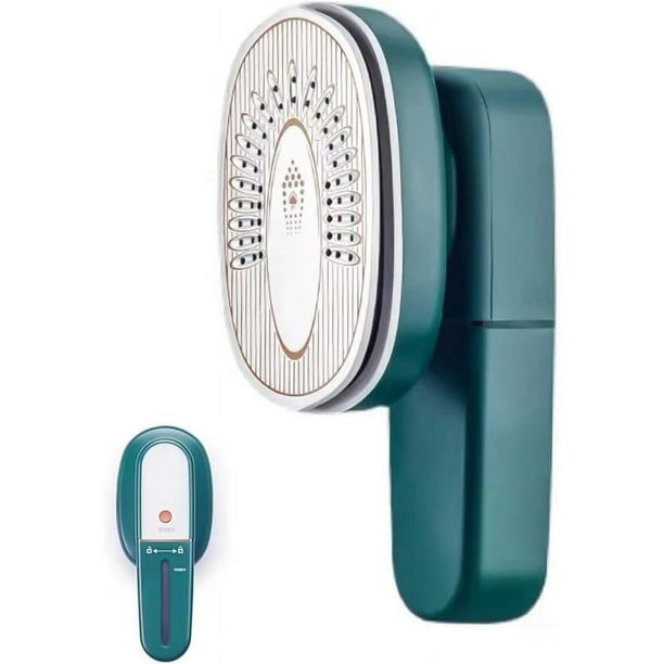 Mini plancha, plancha de viaje, plancha de vapor portátil, vaporizador de ropa de mano, 110 V, placa de suela de cerámica, soporte para planchado en seco y húmedo (verde oscuro)