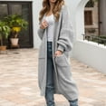 thumbnail image 3 of SGMVNU Womens Sweater Tops Elegant Fringe Solid Sweater Coat For Oversized Long Knit Cardigan With Bohemian Style, Fall Winter Outfits Light Gray Size M, 3 of 4