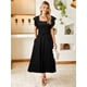 thumbnail image 2 of Vestido de verano con volantes miessiales, manga corta, línea A, negro para mujer, 2 of 6