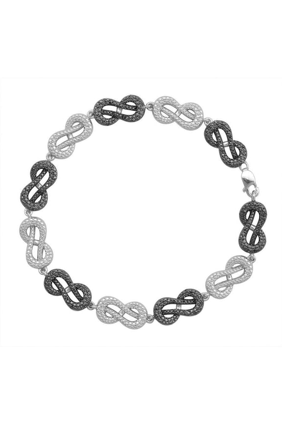 1/3 Carat T.W. Round Black Diamond Sterling Silver Infinity Link Bracelet, 7"