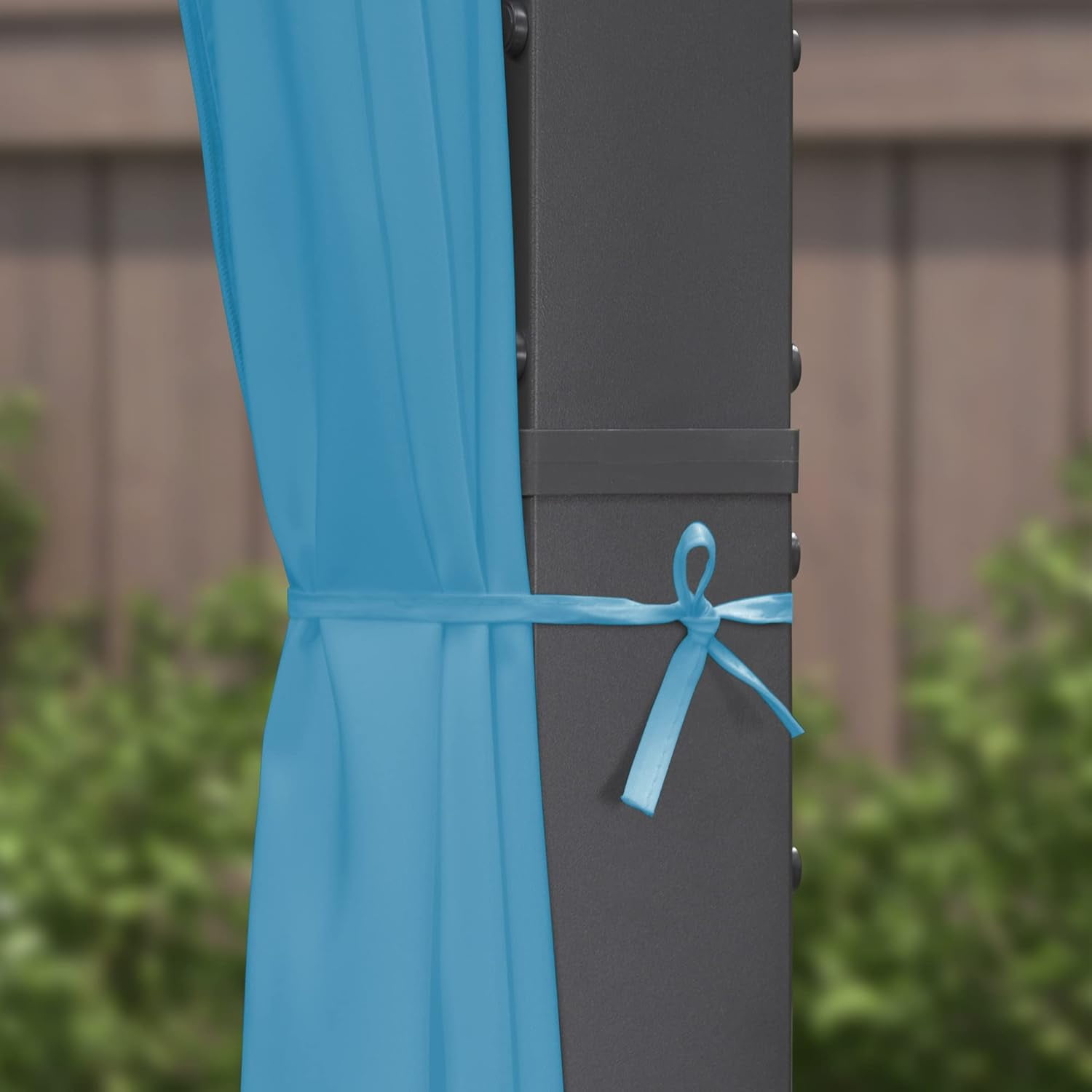 PURPLE LEAF Outdoor Curtains Privacy for 10' Side Pergola with Grommets and Rod Outside Porch Shade Patio Deck Retractable Replacement Gazebo Cabana Curtain Set of 2 Panels 49 x 82 inch Blue
