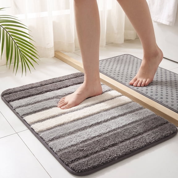 Behome 20”x 32” Non-Slip Thick Bathroom Rugs, Extra Soft and Absorbent Shaggy Bath Mat, Washable Bath Rugs for Bathroom Floor, Tub and Shower
