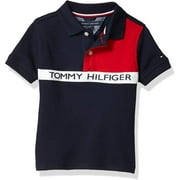Tommy Hilfiger Boys Little Short Sleeve Stretch Ivy Polo Collared Shirt, Signature Embroidered Logo Little Boys 5 405 Swim Navy