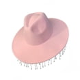 thumbnail image 3 of Sombrero de vaquero occidental, sombrero de copa de jazz, sombrero Fedora con borla, ala ancha para actuaciones rosado, 3 of 6