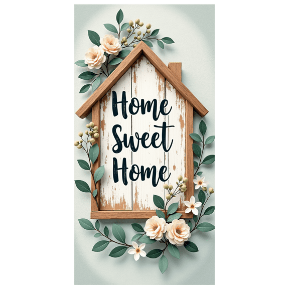 Yatrandify Wooden Frame Home Sweet Rustic Floral Banner for Home Entryway Porch Decoration