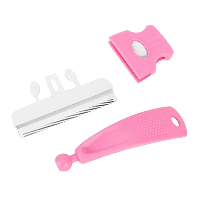Peine para pulgas con pelo para perros y mascotas, mango ajustable, masaje para gatos, peines de aseo, herramienta de cepillo (rosa S)