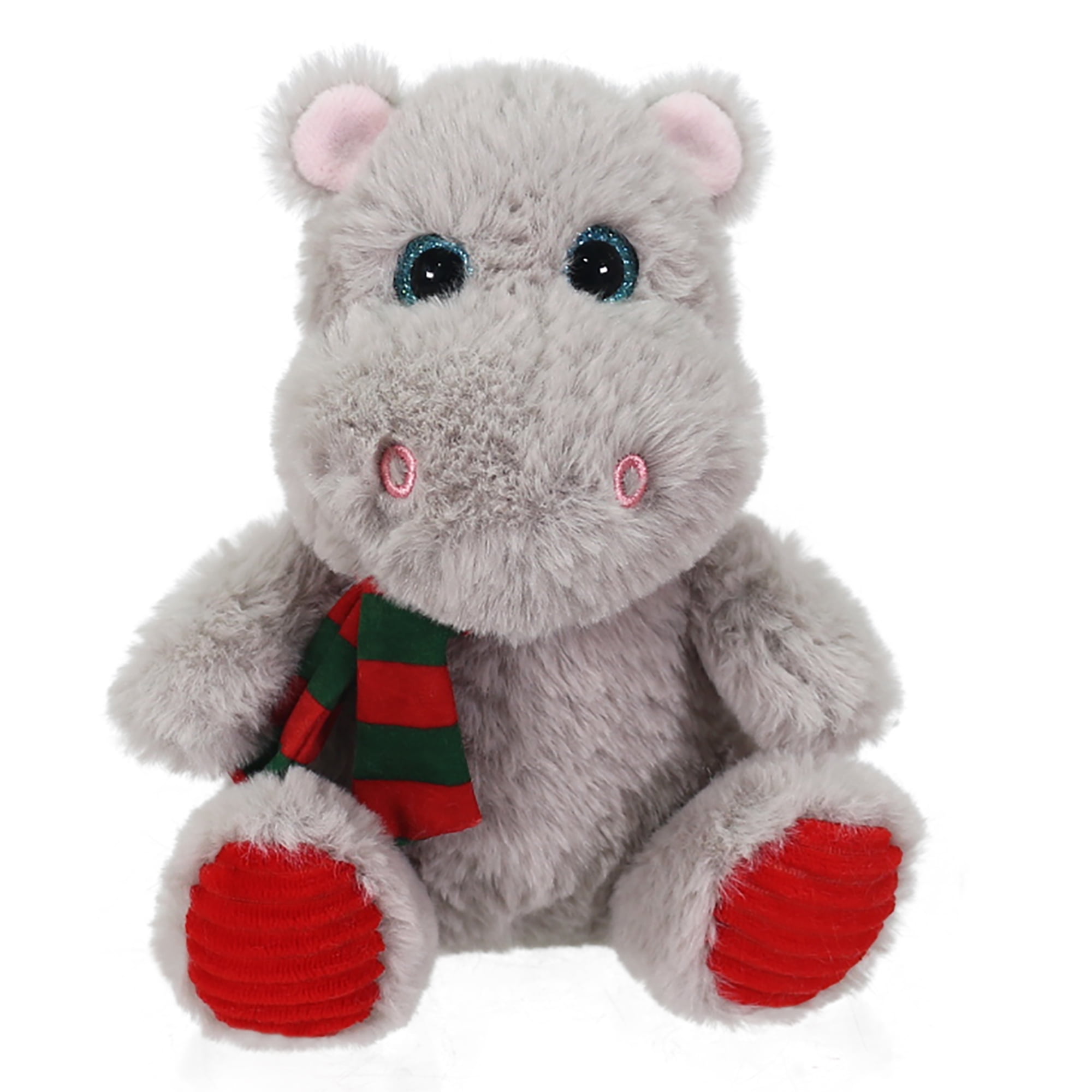 (2 pack) Hippo Stuffed Animal Plush Toy, Gray, 8 in, by Holiday Time