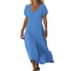 thumbnail image 1 of Mujeres Vestido Casual Manga Corta Cuello en V con Detalle de Cierre para el Uso en el Hogar, Cómoda Mezcla de Poliéster Spandex Señoras Vestir Ropa, 1 of 6