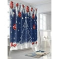 thumbnail image 3 of Fsddascl Christmas Trees Shower Curtain Set - Standard 72" x 72" Washable Bathtub Curtain with 12 Hooks, Navy Blue Winter Snowflakes Xmas Balls Waterproof Fabric Stall Shower Curtains for Bathroom, 3 of 6