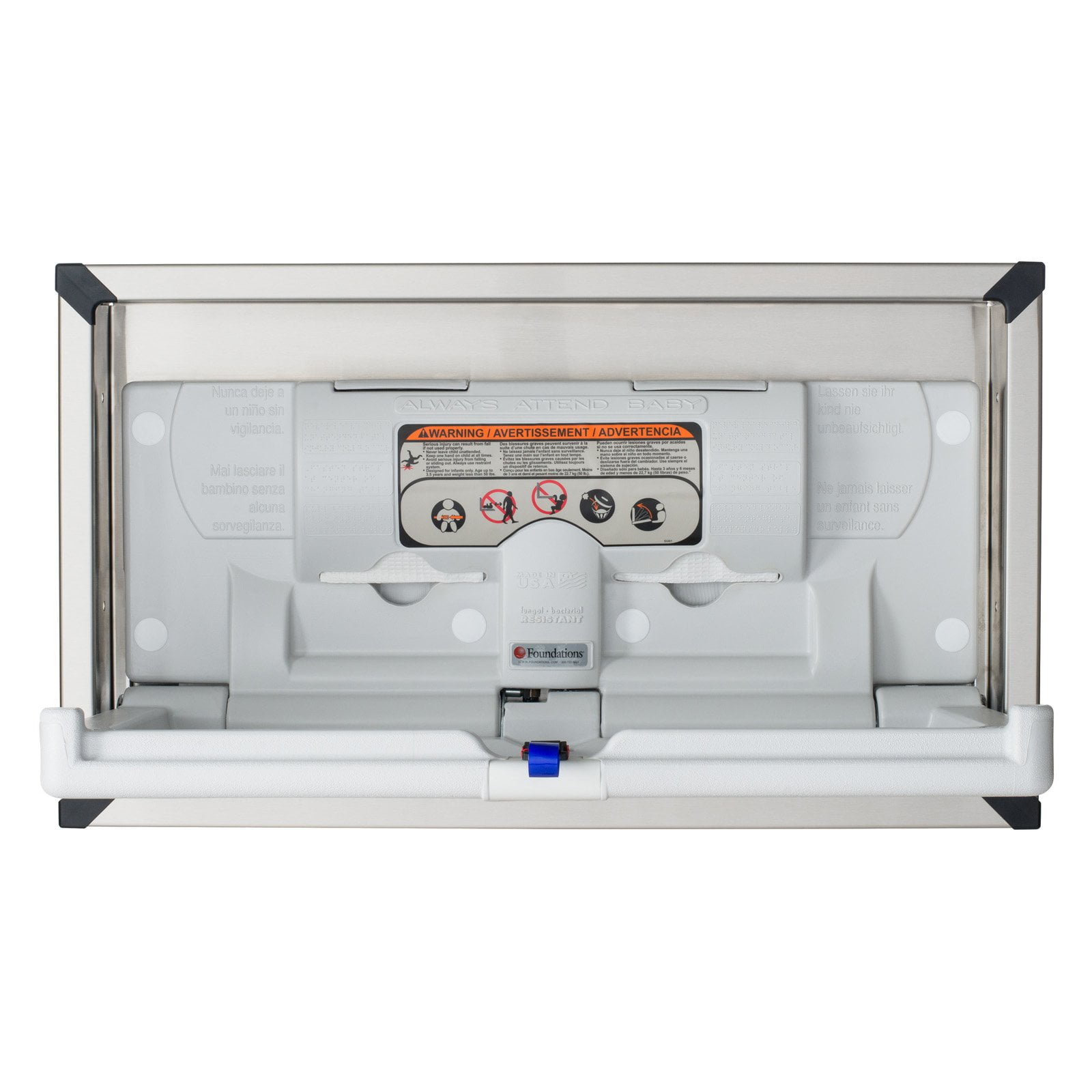 Foundations Classic Horizontal Baby Changing Station, Recessed Mount, Stainless Steel Frame, 5240259, Gray