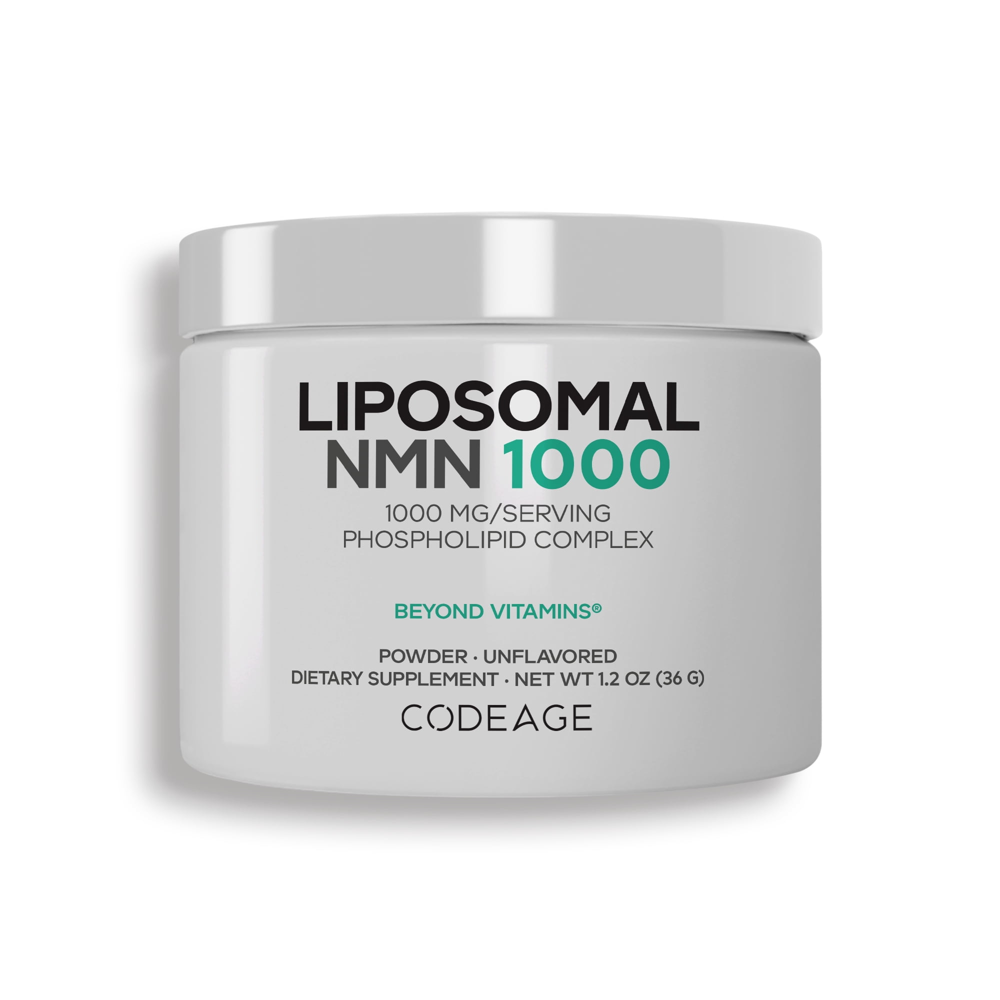 Codeage Liposomal NMN 1000mg Powder, Nicotinamide Mononucleotide, NAD+ Precursor, Unflavored, 1.2 oz