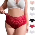 thumbnail image 2 of Fengactive Womens Plus Size High Rise Seamless Thong Panties Floral Lace Trim Breathable Underwear Women, 2 of 3
