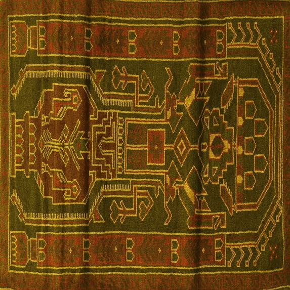 Ahgly Company Indoor Square Persian Yellow Traditional Area Rugs, 6' Square