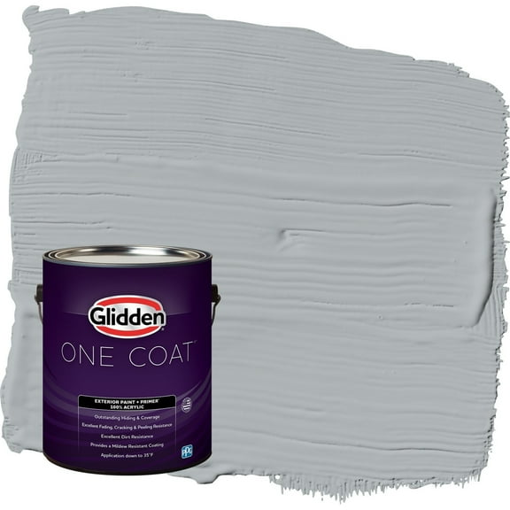 Glidden One Coat Stargazer / Gray Semi-Gloss Exterior Paint with Primer, 1 Gallon