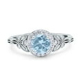 thumbnail image 1 of Art Deco Round Women Engagement Ring Simulated Aquamarine 925 Sterling Silver, 1 of 5