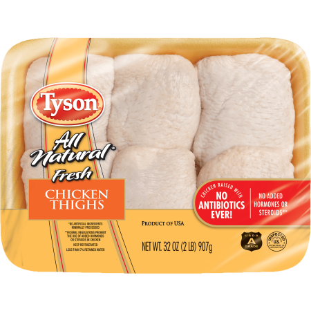 Tyson® All Natural* Bone-In Chicken Thighs, 2 lb - Walmart.com