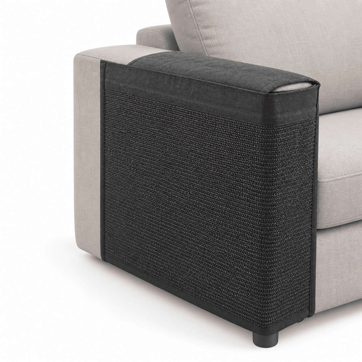 Black Universal Cat Scratch Couch Protector With Sisal Pad For Leather And Fabric Sofas