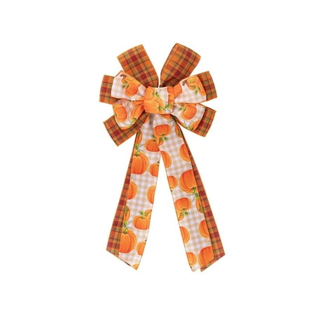 

WIQUOKETT Fall Decor Thanksgiving Decorations Home Front Imitation Ribbon Pendant Season Pumpkin Wreath Bow Thanksgiving Party Decoration Fall Decorations for Home