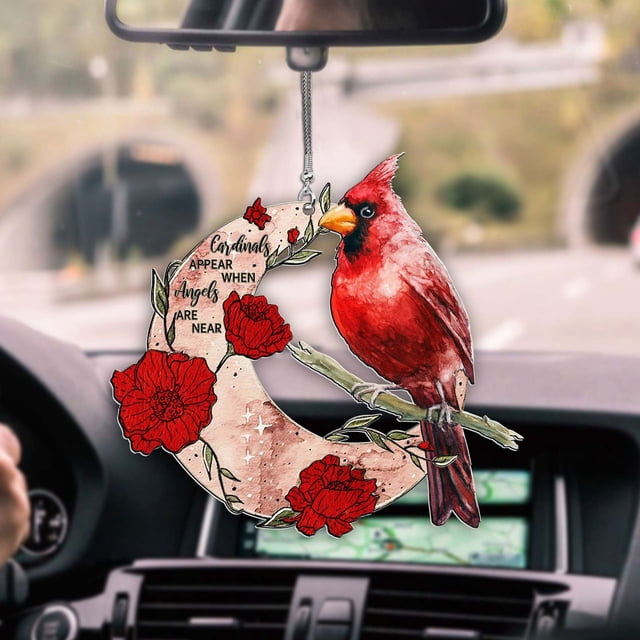 Adornos cardenales para árbol de Navidad para el día del padre, regalos de cumpleaños, un ángel en el hogar que dicen que protegerá a tu familia noche y día, regalo de Navidad conmemorativo del pájar