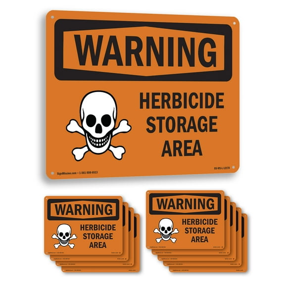 Herbicide Storage Area OSHA WARNING Aluminum Sign 14 Inch x 10 Inch - 10 Pack