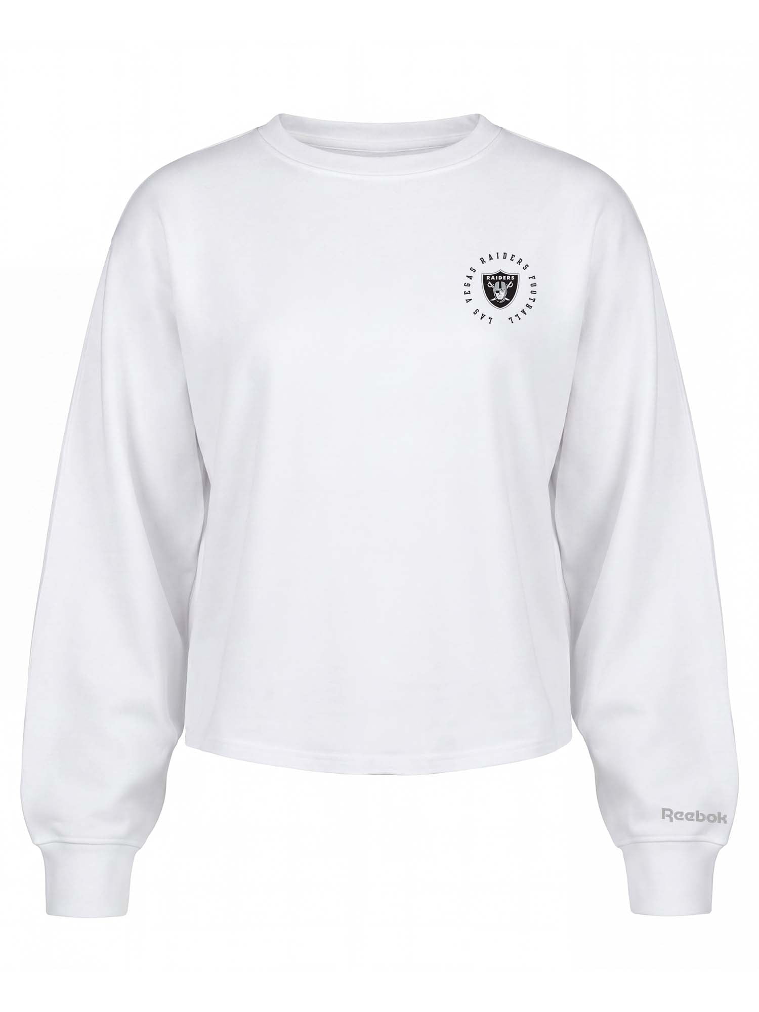 Las Vegas Raiders Reebok Womens White Heavyweight Cotton Long Sleeve Pullover
