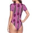 thumbnail image 4 of The Xecao Tulips Flowers Women's Crew Neck Body Suit, a short-sleeved bodysuit and basic swimsuit, both comfort and style for dating and daily life, 4 of 9