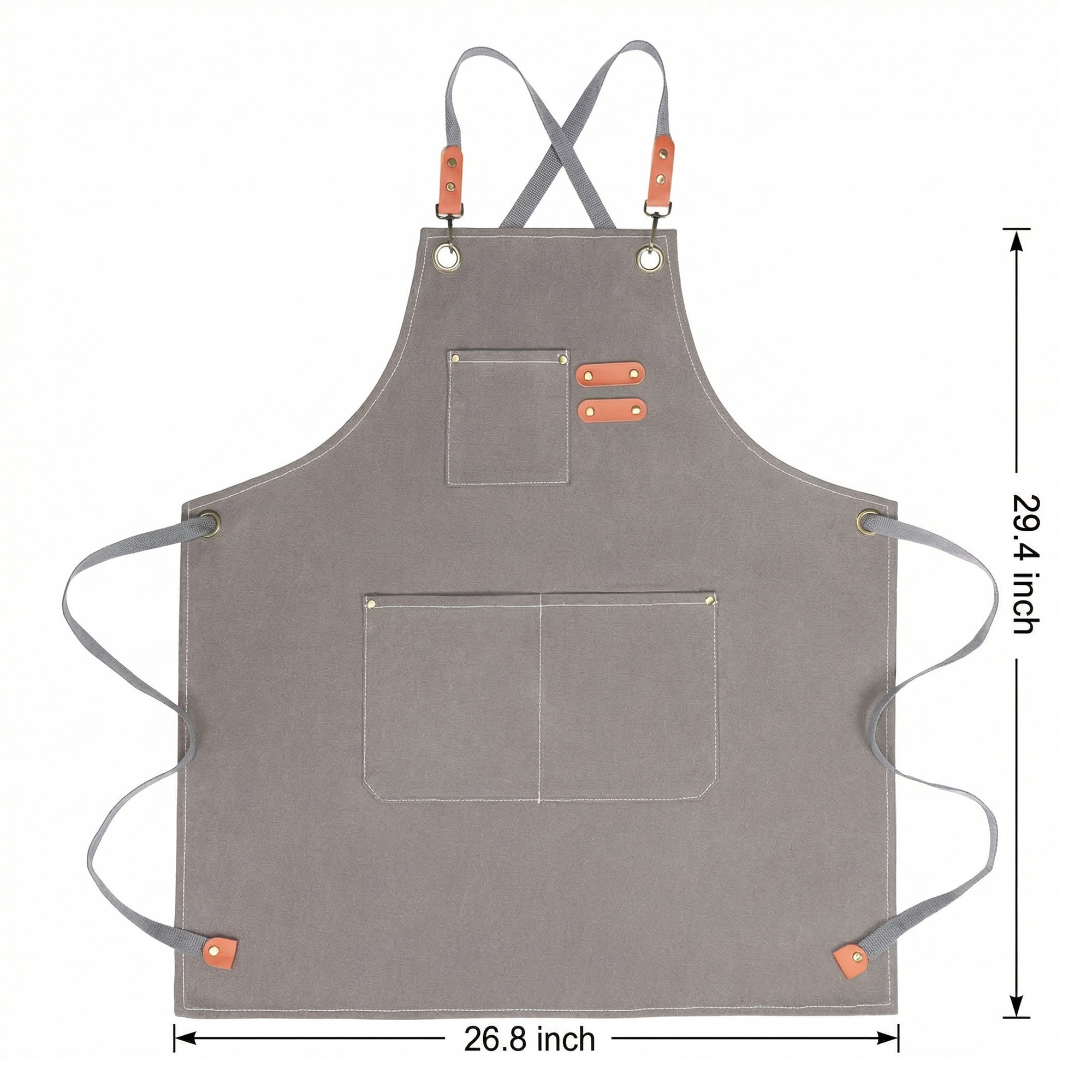 Unique Bargains Adjustable Long Waist Kitchen Apron with Pockets for People Gray