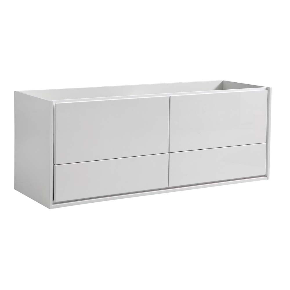 Fresca Catania 60" Wall Hung Double Sinks Wood Bathroom Cabinet in Glossy White - image 2 of 5