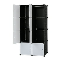 GZXS 8 Cube Storage Organzier Portable Wardrobe Closet Bedroom Dresser Portable Closet Cube Shelf Armoire Pantry Cabinet, 8 Doors, Black & White