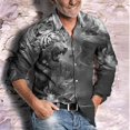 thumbnail image 1 of Camisa de moda para hombre con estampado de tigre en color degradado HD suave cómoda y ligera con botones en la parte superior para exteriores talla grande, 1 of 6