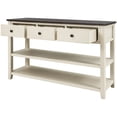 thumbnail image 3 of Modern Console Table, Wood Vintage Entry Console Table with 3 Drawers, 2 Open Shelves,Narrow Console Table for Entryway, Hallway and Living Room, Espresso+Beige, 3 of 7