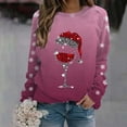 thumbnail image 2 of VJATTWR Mes Articles Chandail en Molleton de Noël pour Femmes Automne et Hiver Flocon de Neige Rouge Verre Dégradé Imprimé Col Rond Épaule Manches Longues Décontracté Sport Chandail en Molleton Get it Fast, 2 of 4