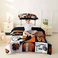 thumbnail image 2 of Castle Fairy Sport Basketball Collage Twin Duvet Cover, Geometric Plaid Twin Bedding, Black Orange,Black Reversible,2pcs,1 Duvet Cover and 1 Pillowcase, 2 of 6