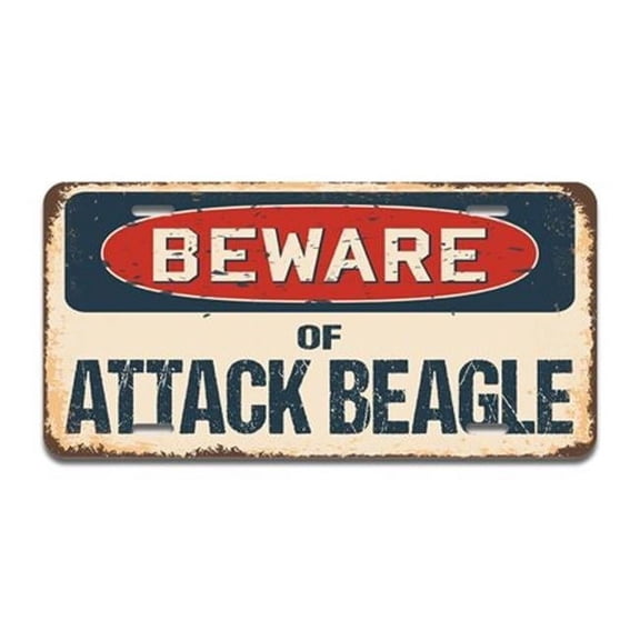 SignMission A-LP-04-102 Aluminum License Plate - Beware of Attack Beagle