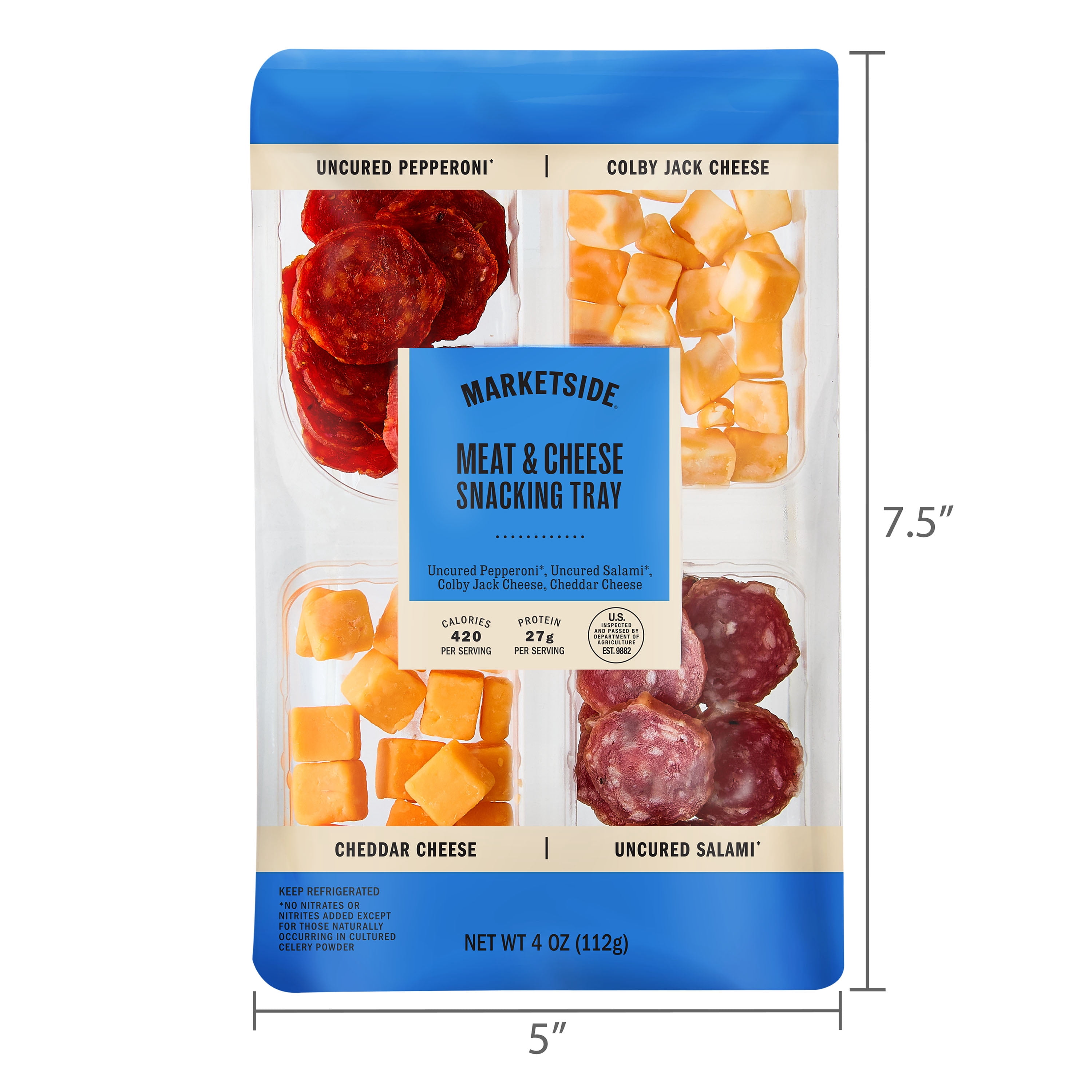 Marketside Meat and Cheese Snacking Tray with Plastic Tray, 4 oz