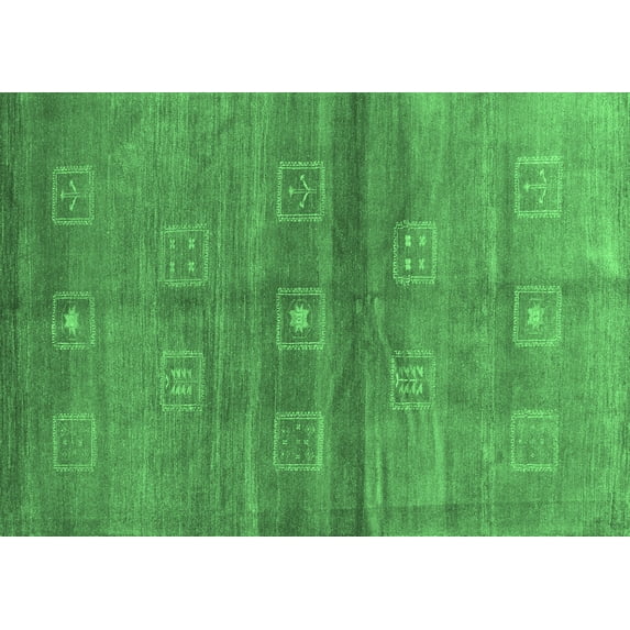 Ahgly Company Indoor Rectangle Abstract Emerald Green Contemporary Area Rugs, 8' x 12'